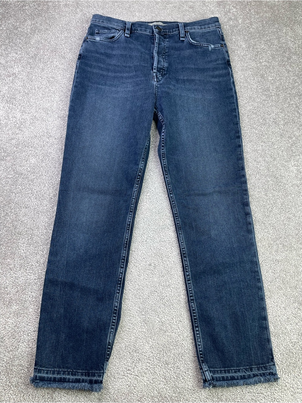 Hudson Holly Jeans Women’s 30 Blue Slim Straight High Rise Button Fly Fray Hem